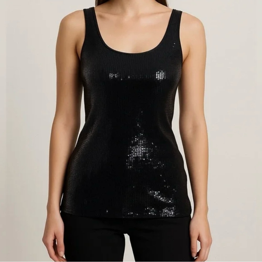Express Black Sequin Women's Tank Top Size Large NEW